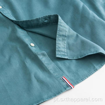 Camisa slim fit regular infantil de manga comprida azul